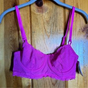 Auden Ravishing Pink Unlined Underwire Scalloped Lace Bra